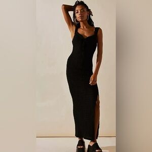 Free People Beach Eleni Bodycon Midi Dress. Medium. Black.